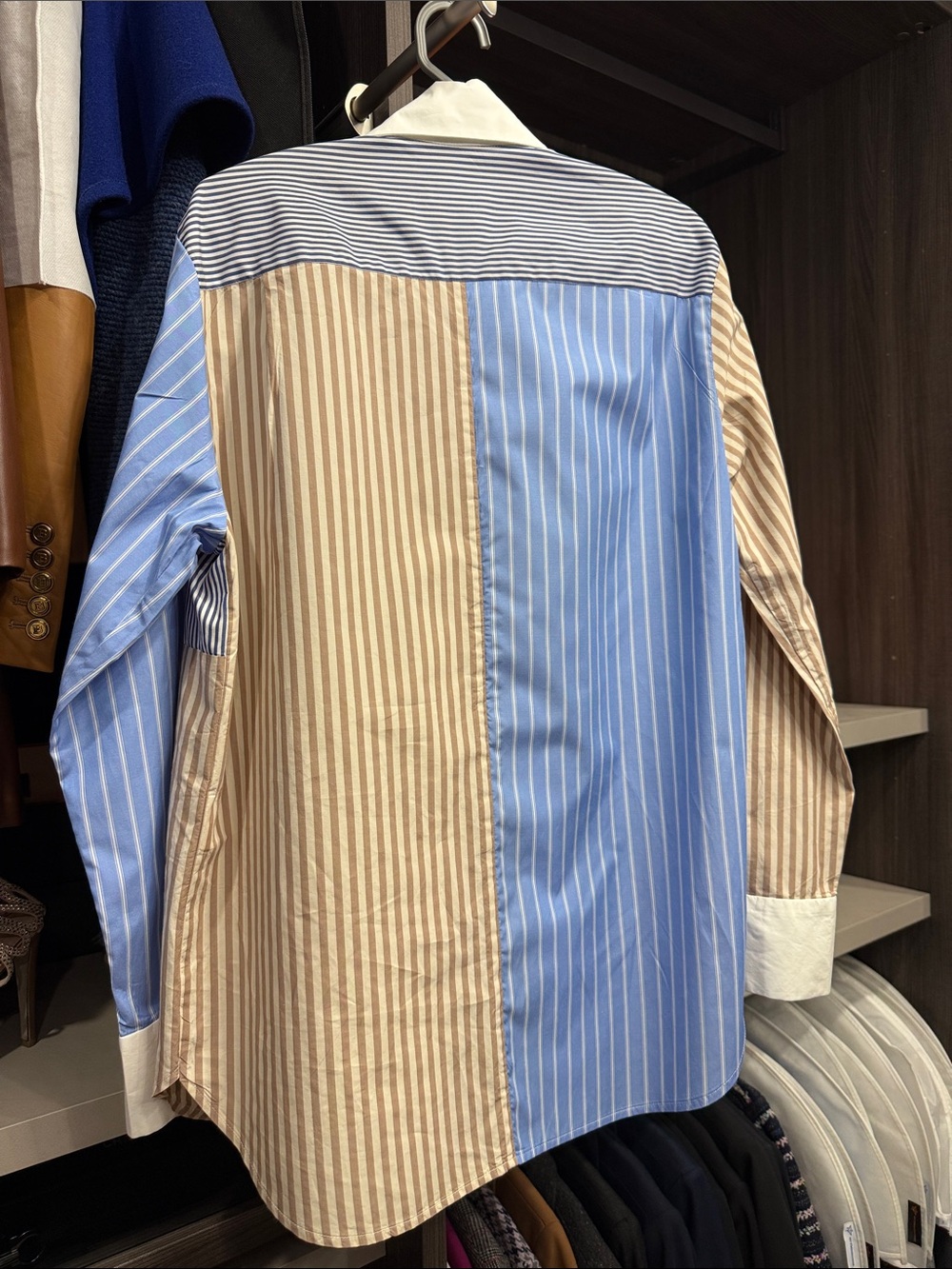 Sandro Patchwork Stripe Button-Down Shirt and bubble skirt set - Picture 8 of 10